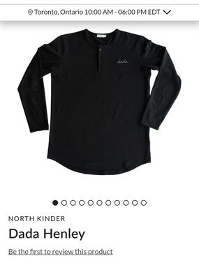 BNWT North Kinder "dada" Henley Long-Sleeve Shirt - Black